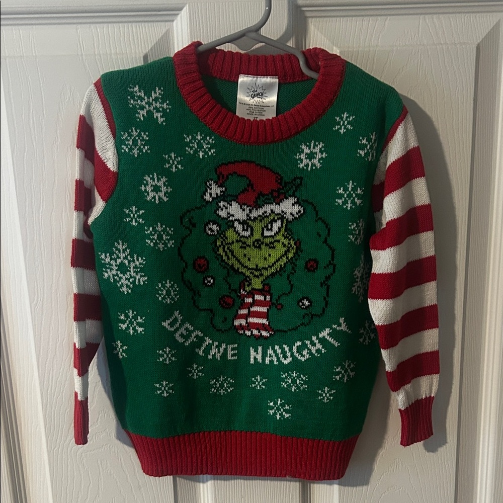 Grinch 'Define Naughty’Holiday Sweater in Green & Red 2 Toddler